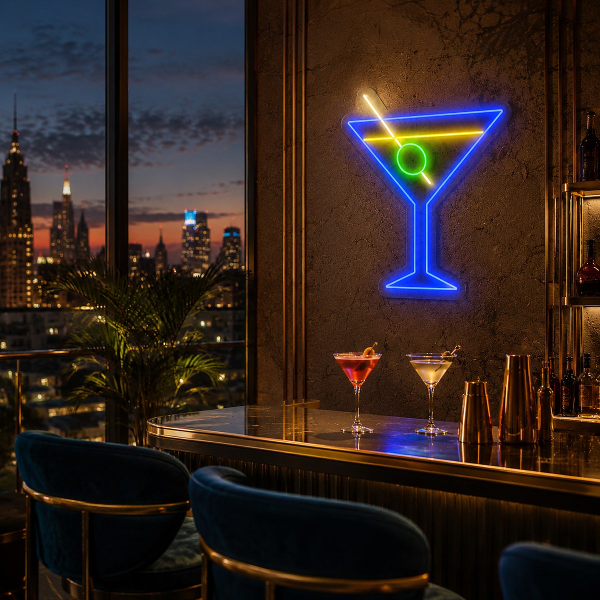Néon LED Cocktail verre à cocktail pour bar et rooftop