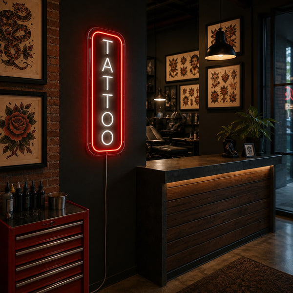Néon LED Tattoo vertical pour salon de tatouage
