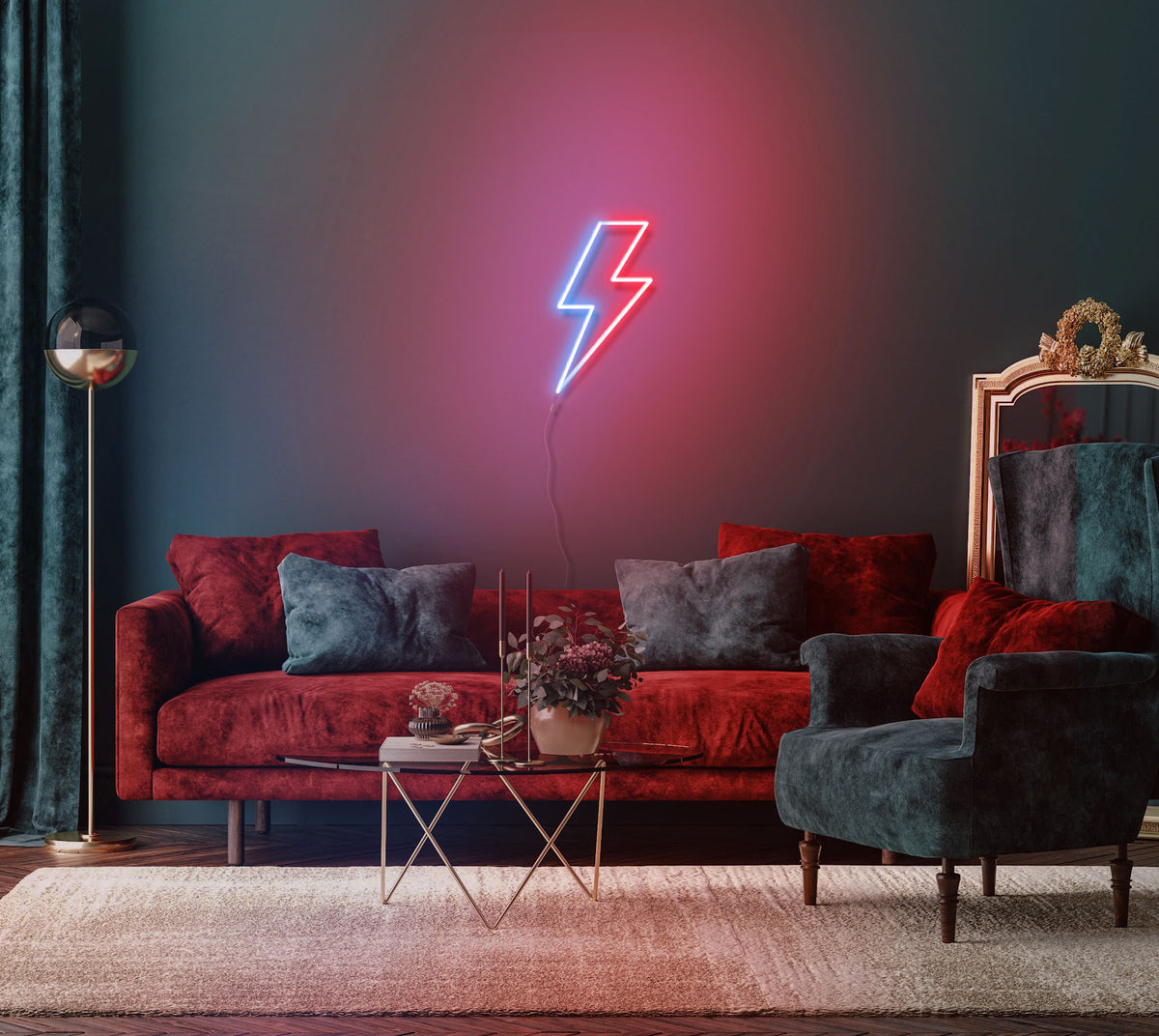 Neon deco led Flash blue red