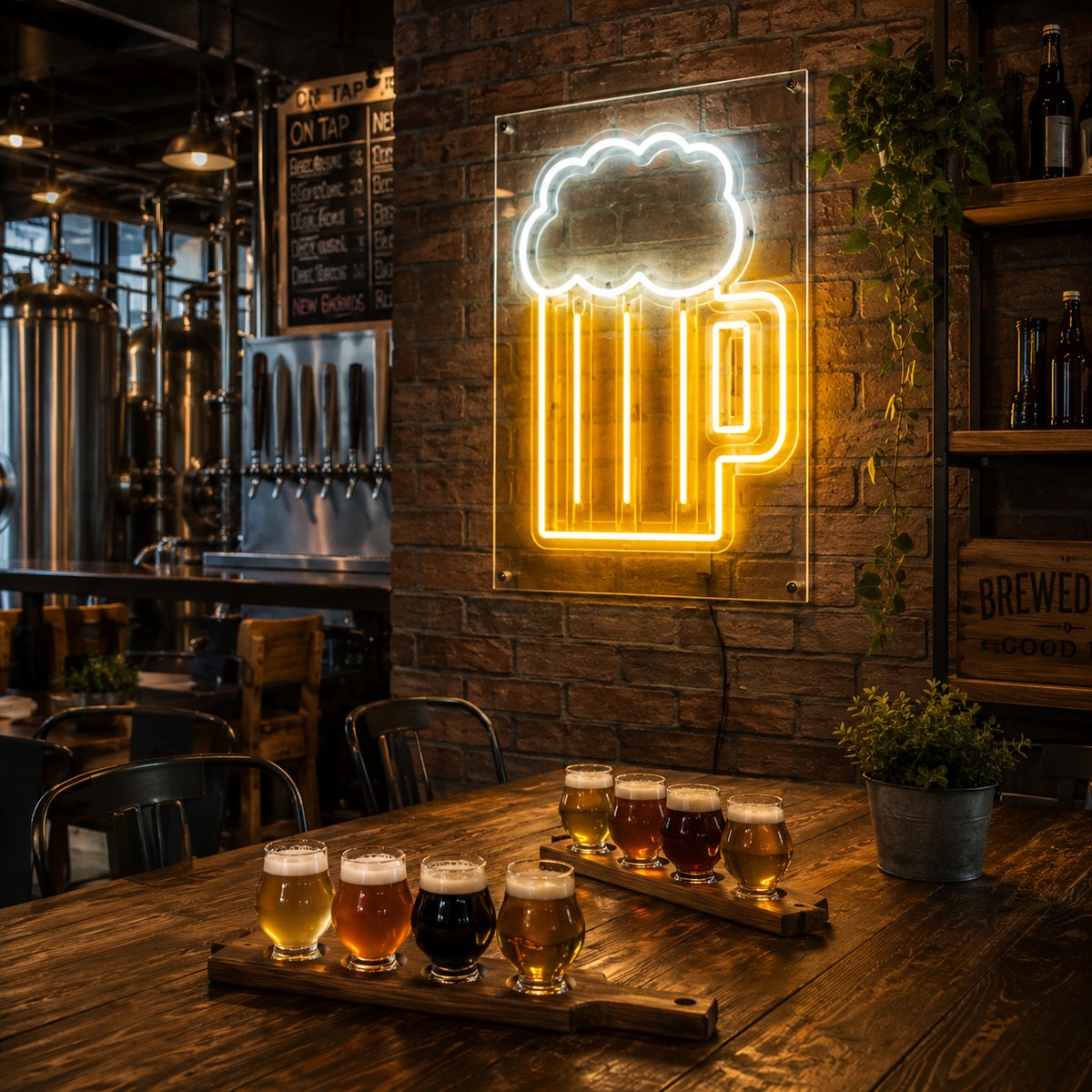 Néon LED Beer verre de bière pour bar et brasserie