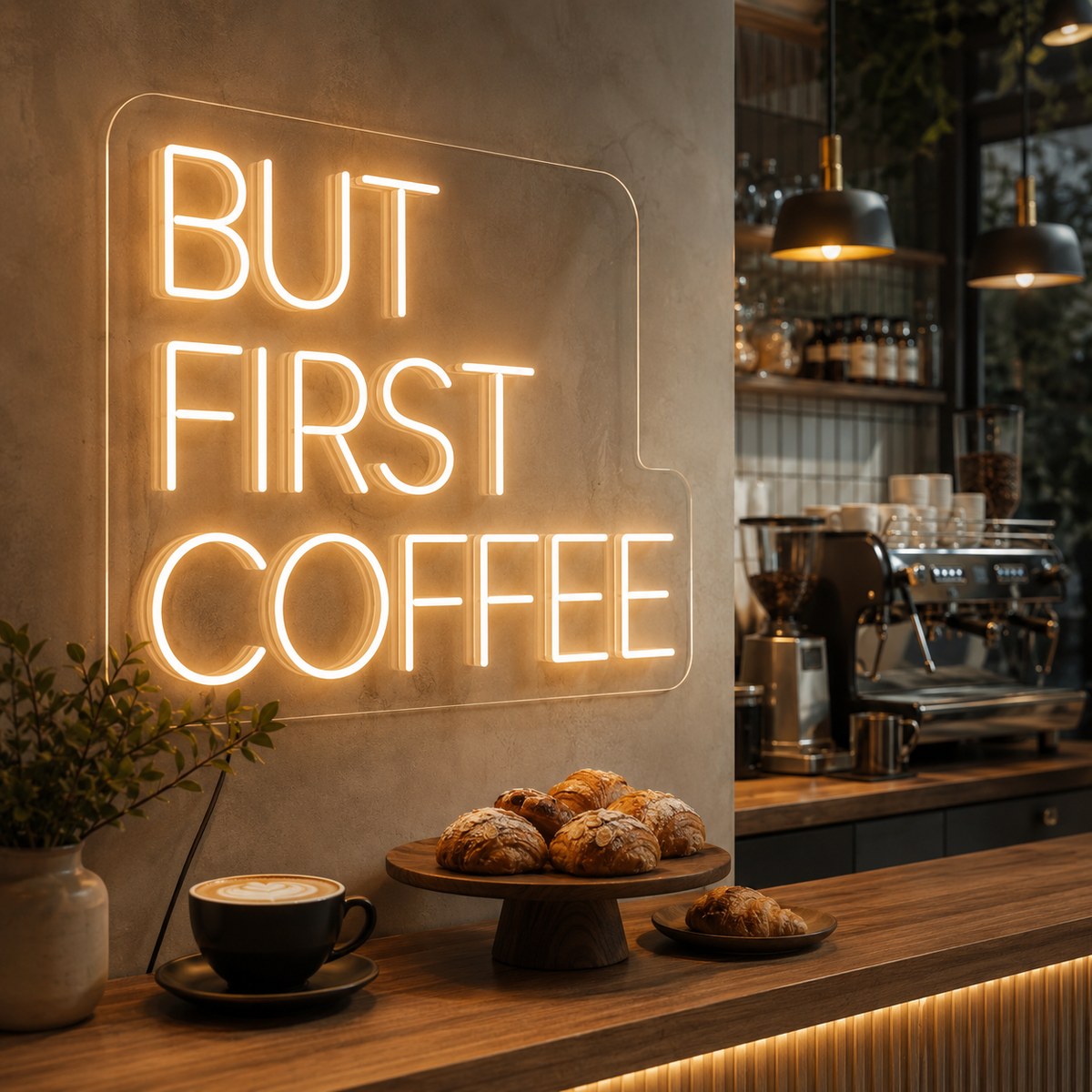 Néon LED But First Coffee pour coffee shop et café