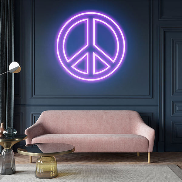 Peace symbol neon deco led