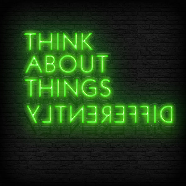 THINK ABOUT THINGS DIFFERENTLY neon led deco